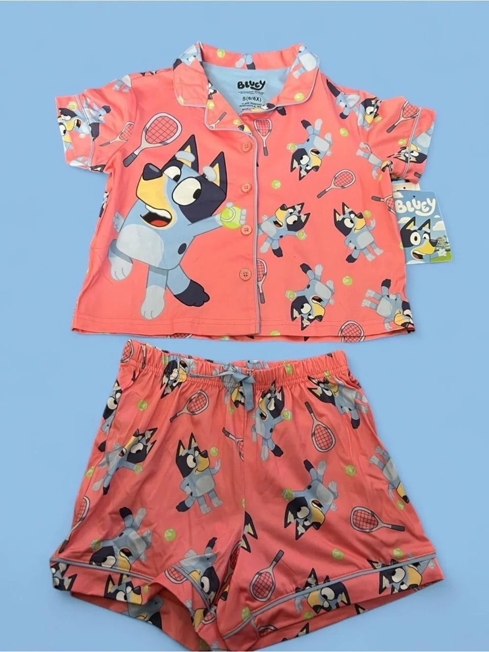 Bluey pajama 2 piece set shorts and shirt girls small 6